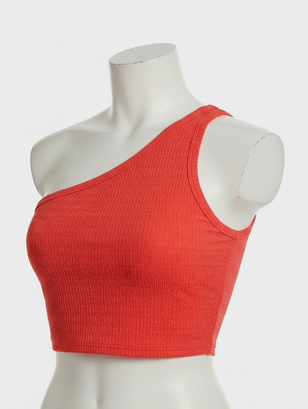 Nwt! American Eagle Outfitters One-Shoulder Ribbed Crop Top - Coral